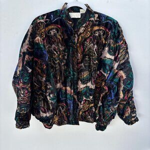 Cache 90's Velvet Bomber Jacket Womens 6 Sequin Dark Romantic